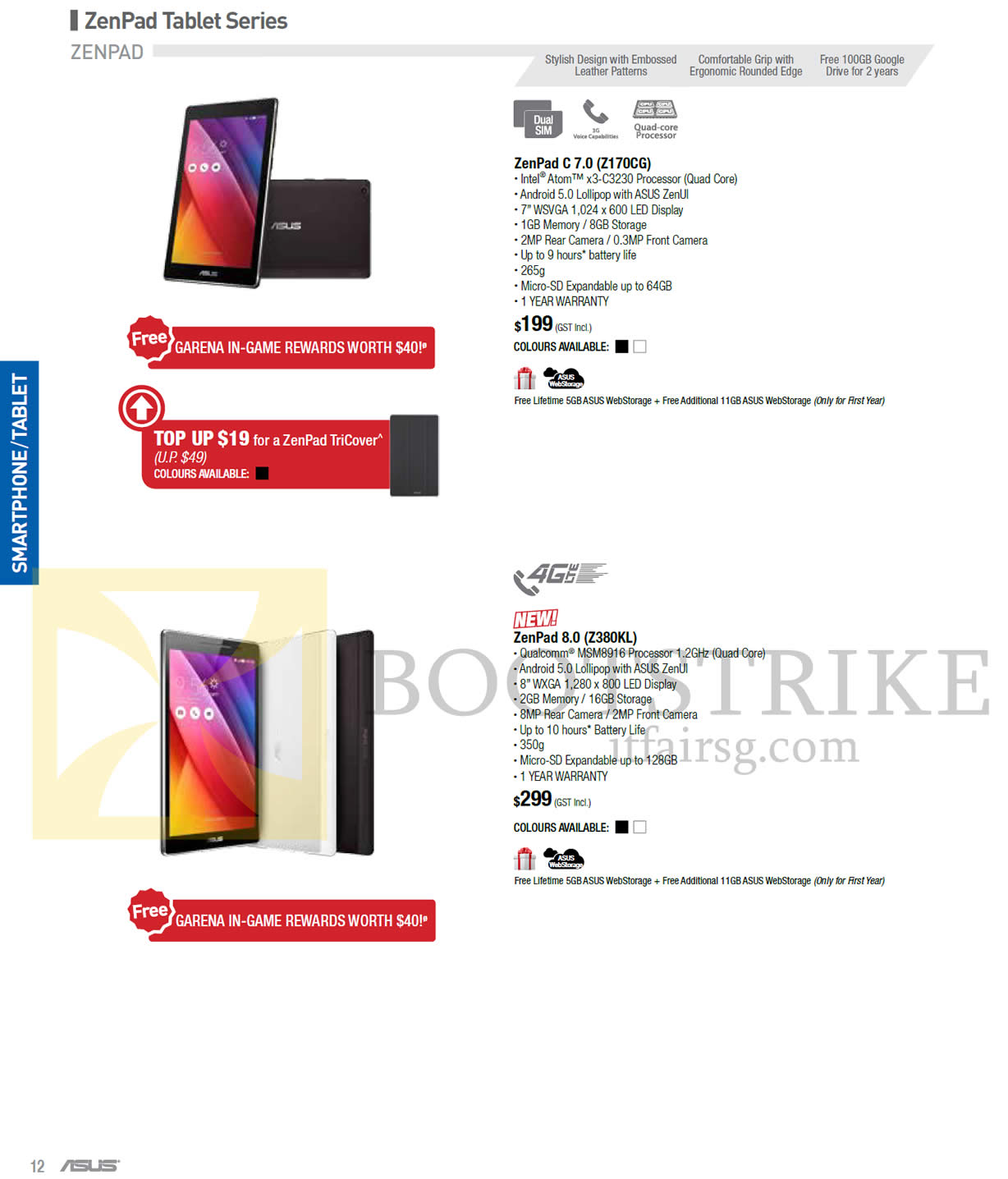 COMEX 2015 price list image brochure of ASUS Tablets Zenpad C 7.0 Z170CG, 8.0 Z830KL