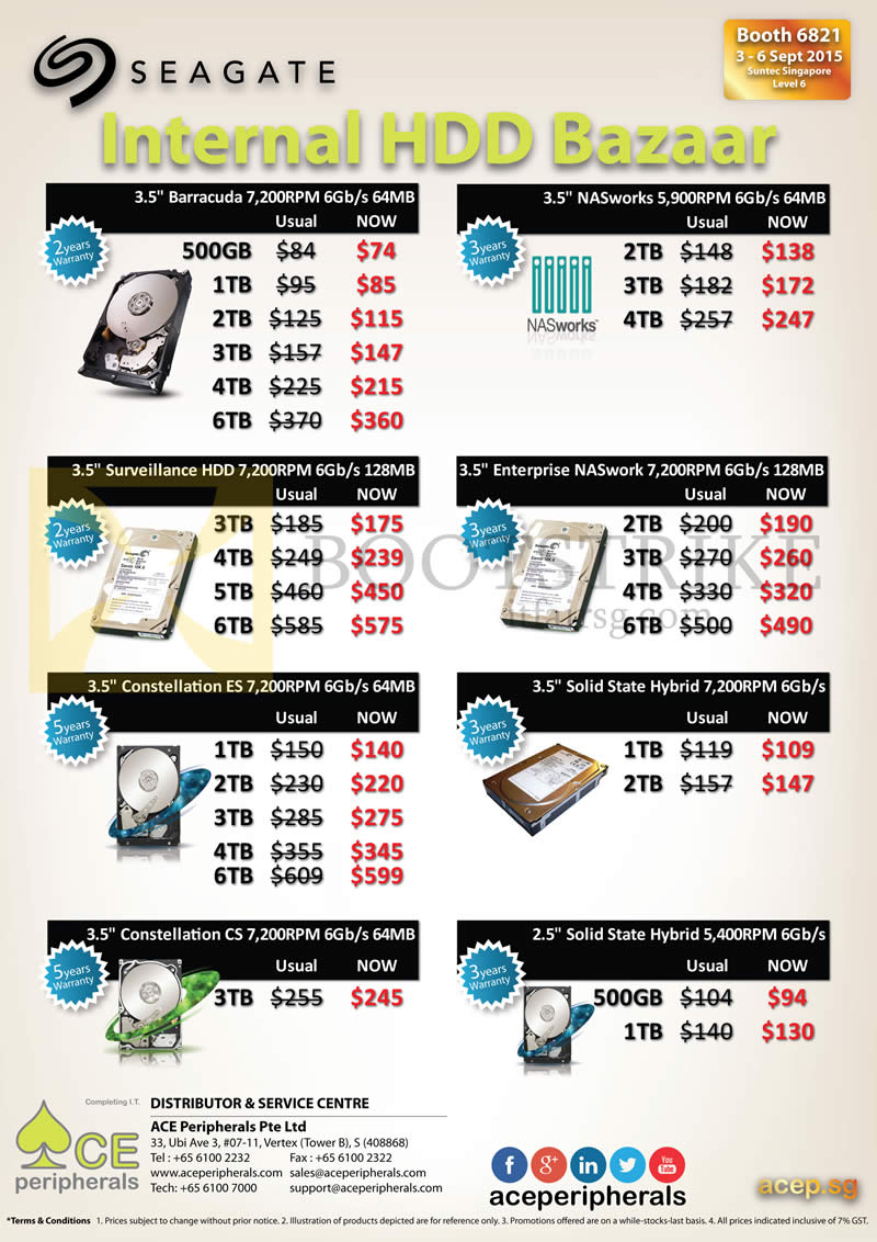 COMEX 2015 price list image brochure of Ace Peripherals Inter HDD Bazaar WD Green, Red, Black, 500GB, 1TB, 2TB, 3TB, 4TB, 6TB