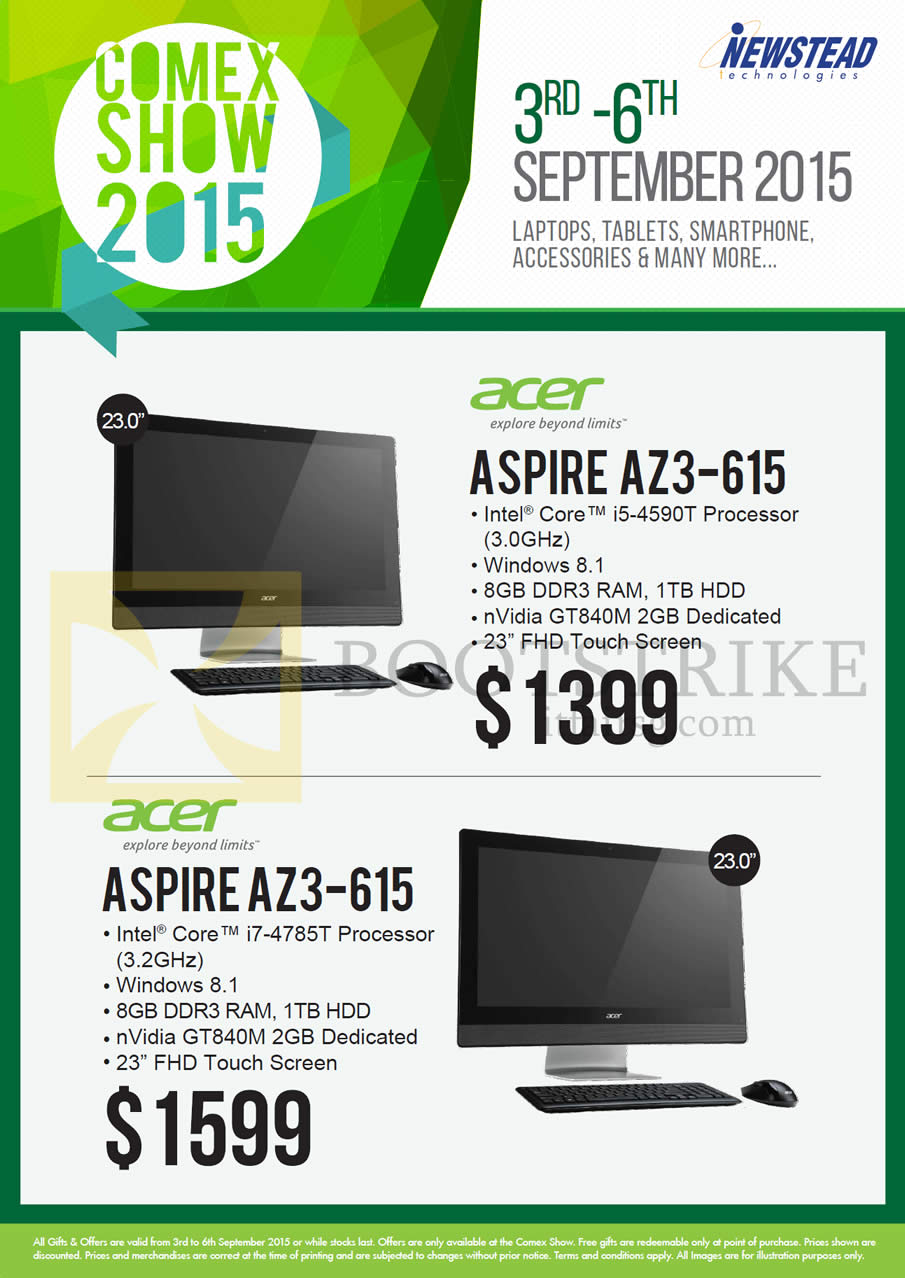 COMEX 2015 price list image brochure of Acer Newstead AIO Desktop PC Aspire AZ3-615