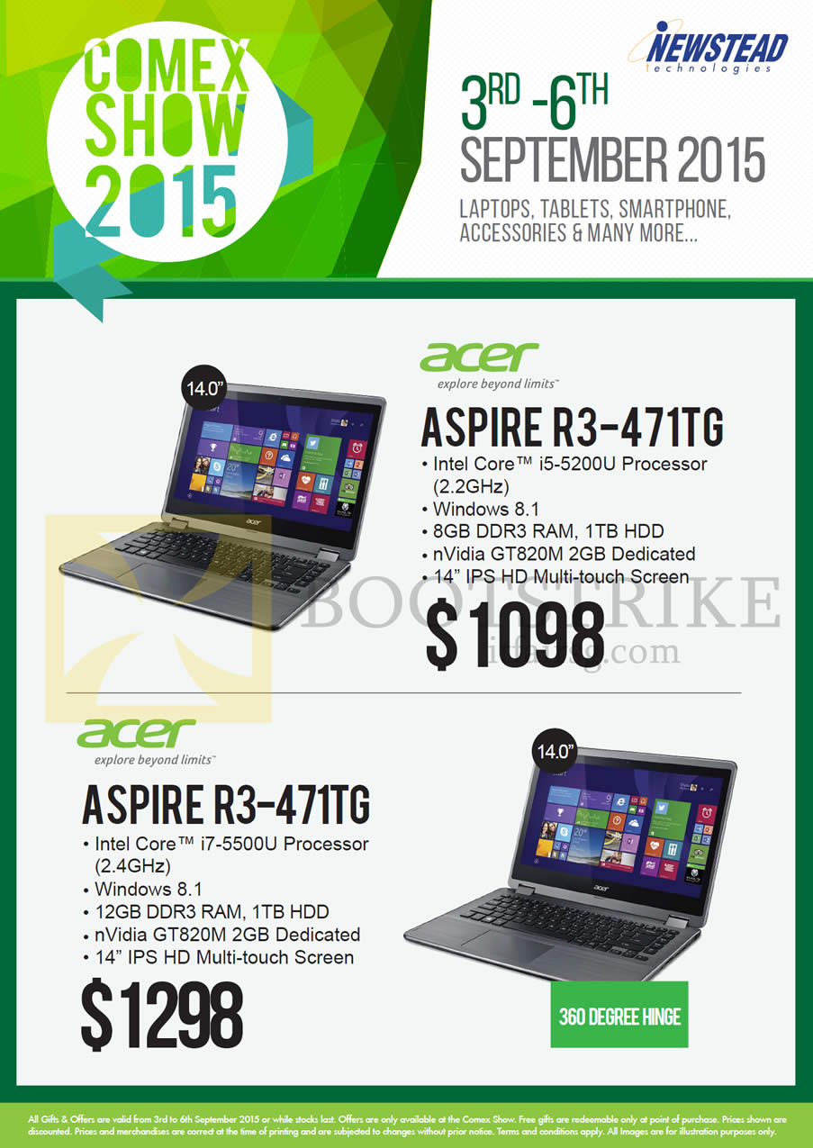 COMEX 2015 price list image brochure of Acer Newstead Noteboks Aspire R3-471TG