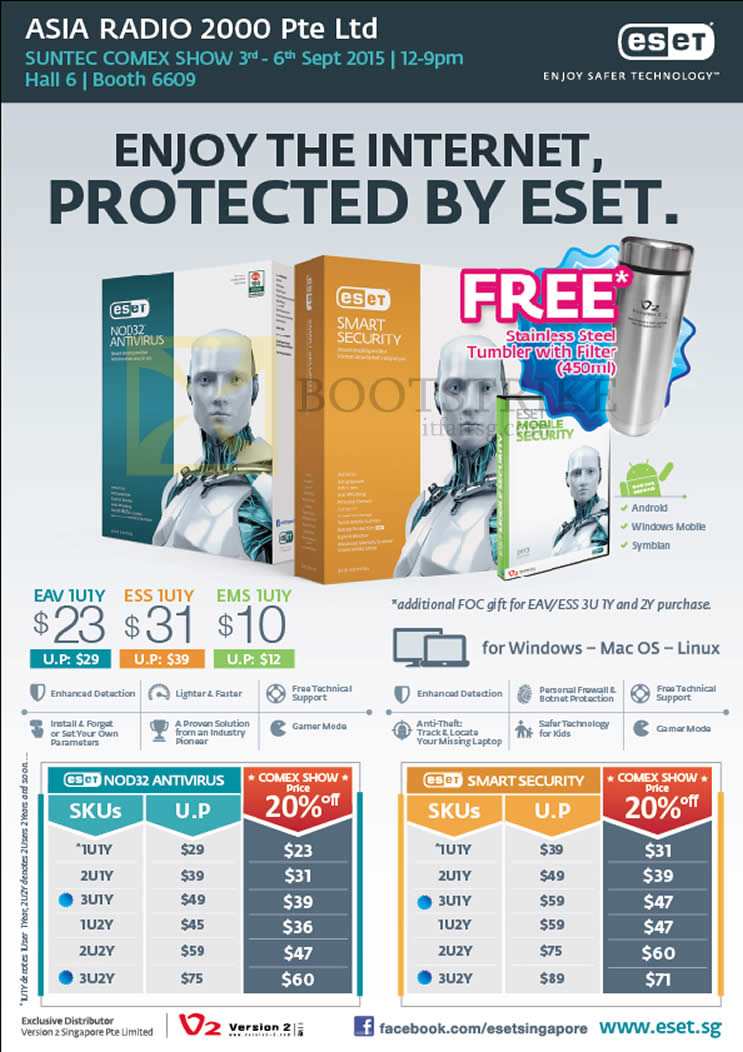 COMEX 2015 price list image brochure of Asia Radio ESET Smart Security, Nod32 Antivirus, Mobile Security