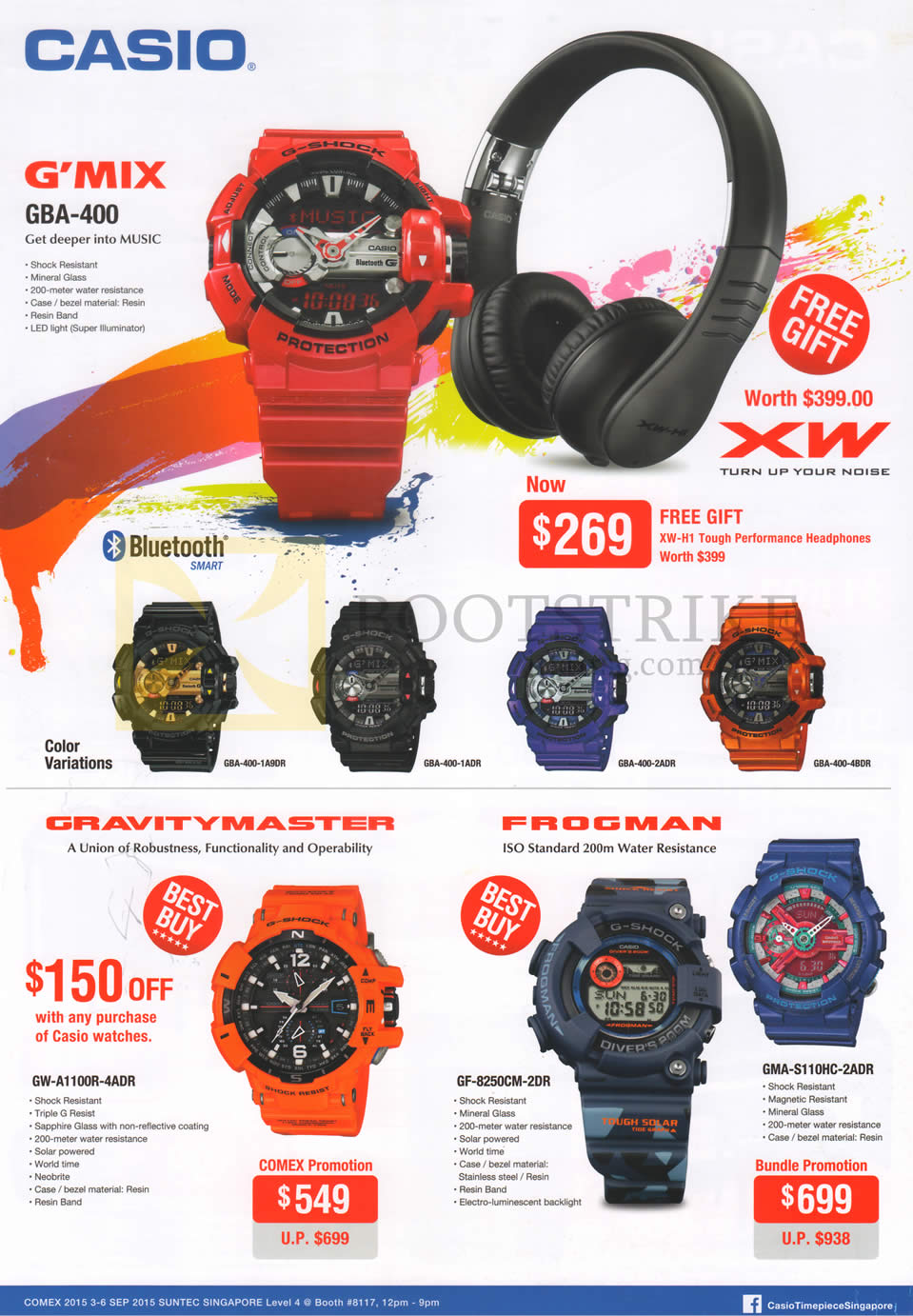 COMEX 2015 price list image brochure of Casio Watches XW Gmix, Gravitymaster, Frogman