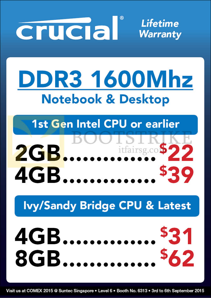COMEX 2015 price list image brochure of Convergent Crucial DDR3 RAM 2GB 4GB 8GB