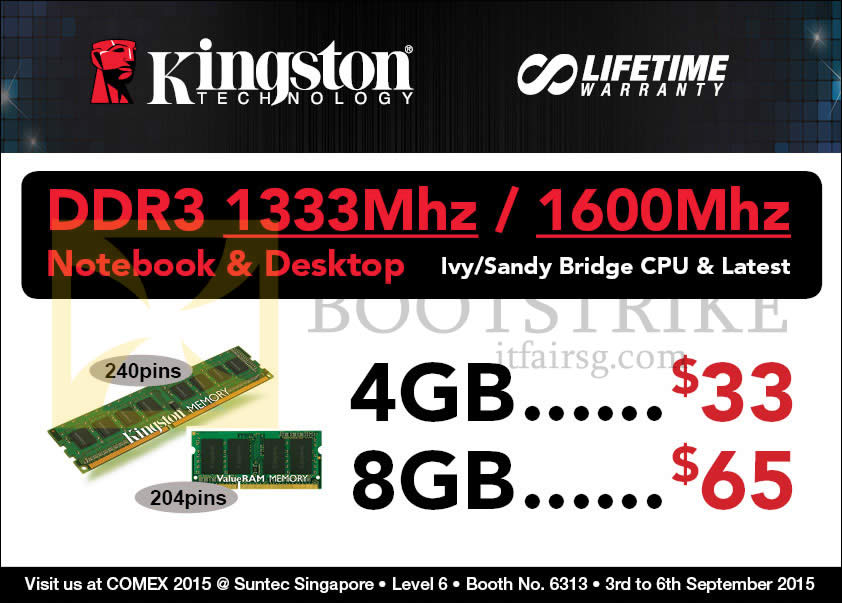 COMEX 2015 price list image brochure of Convergent Kingston RAM DDR3 1333Mhz, 1600Mhz