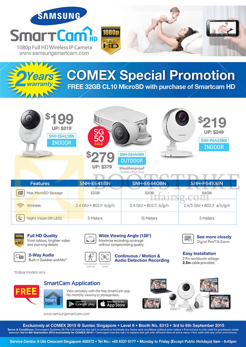 COMEX 2015 price list image brochure of Convergent Samsung IP Cameras SNH-E6411BN, E6440BN, P6410BN