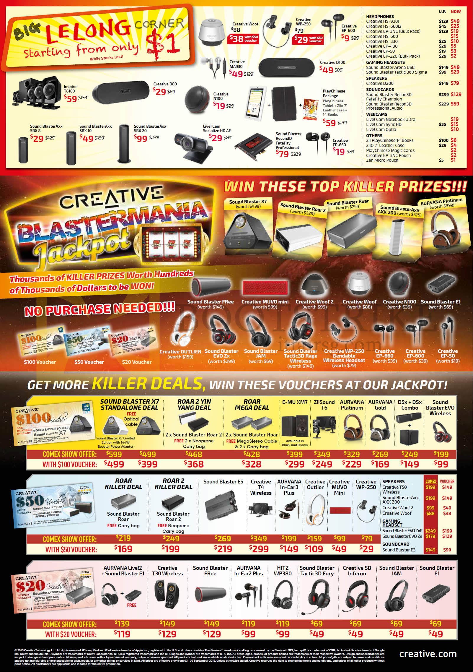 COMEX 2015 price list image brochure of Creative Lelong Corner, Voucher Offers