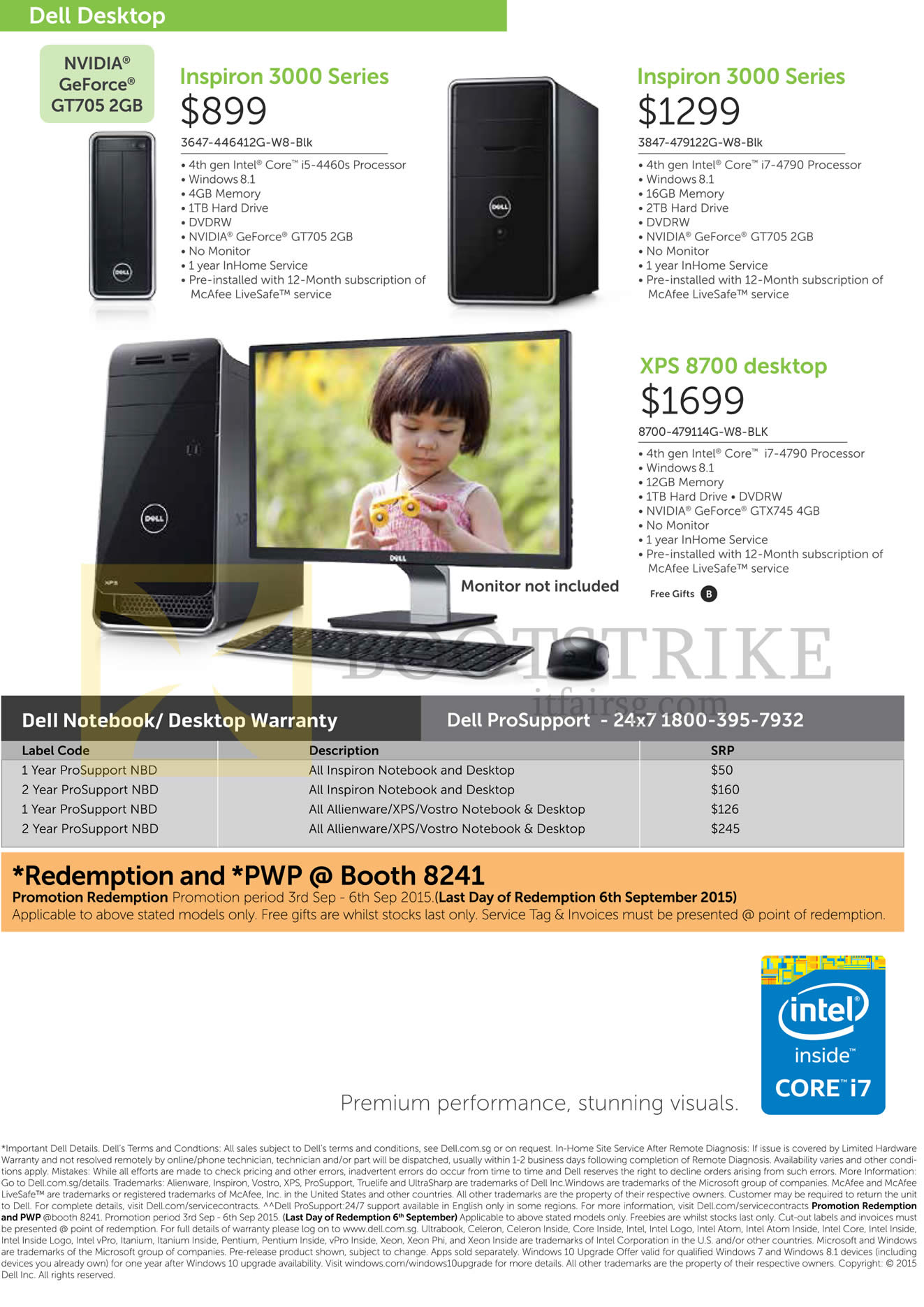 COMEX 2015 price list image brochure of Dell Desktop PCs Inspiron 3000 Series, XPS 8700, 3647-446412G-W8-Blk, 3847-479122G-W8-Blk, 8700-479114G-W8-BLK