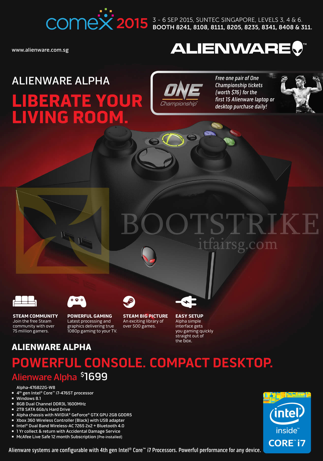COMEX 2015 price list image brochure of Dell Notebooks Alienware Alpha-476822G-W8 Console, Steam