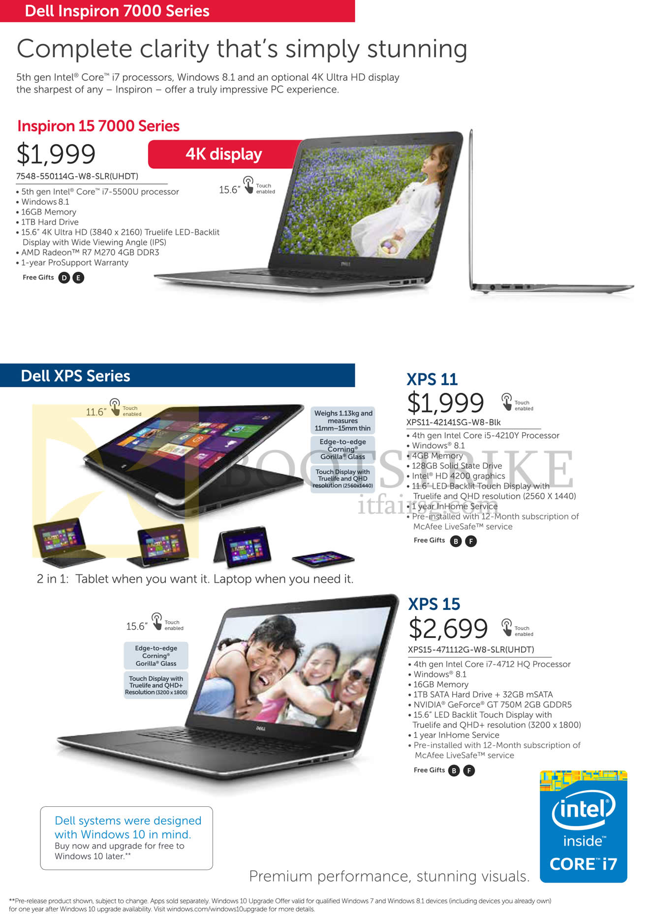 COMEX 2015 price list image brochure of Dell Notebooks Inspiron 15 7000, XPS 11, 7548-550114G-W8-SLR UHDT, XPS11-42141SG-W8-Blk, XPS15-47112G-W8-SLR UHDT