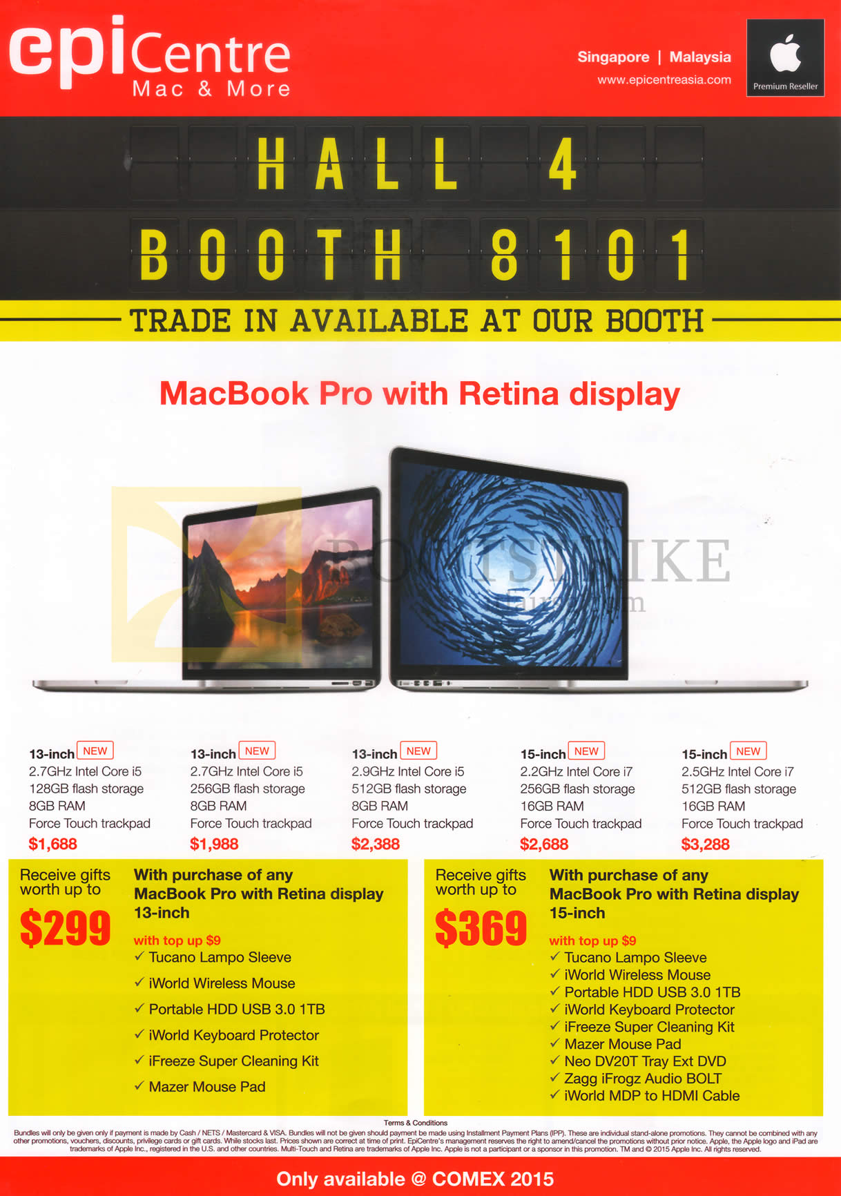 COMEX 2015 price list image brochure of EpiCentre Apple MacBook Pro With Retina Display 13 Inch, 15 Inch