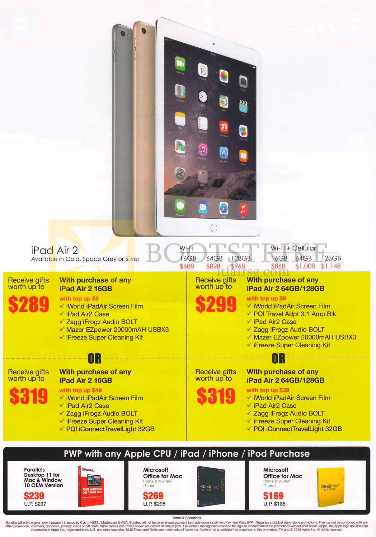 COMEX 2015 price list image brochure of EpiCentre Apple IPad Air 2, Purchase With Purchase Items, 16GB, 64GB, 128GB