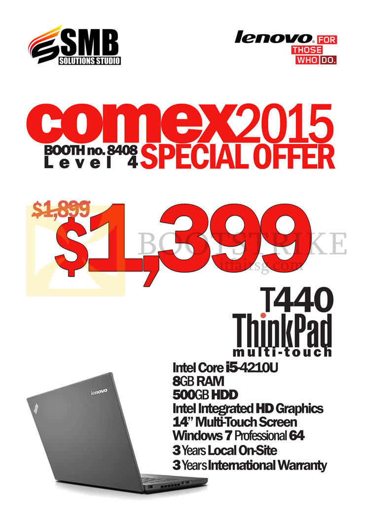 COMEX 2015 price list image brochure of Lenovo (SMB Solutions) Notebook T440 ThinkPad Multi-touch