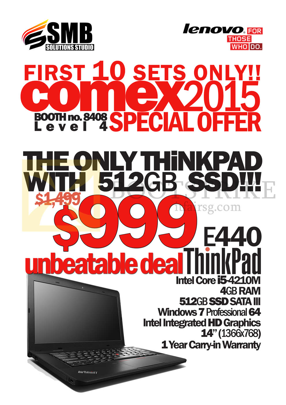COMEX 2015 price list image brochure of Lenovo (SMB Solutions) Notebook ThinkPad E440