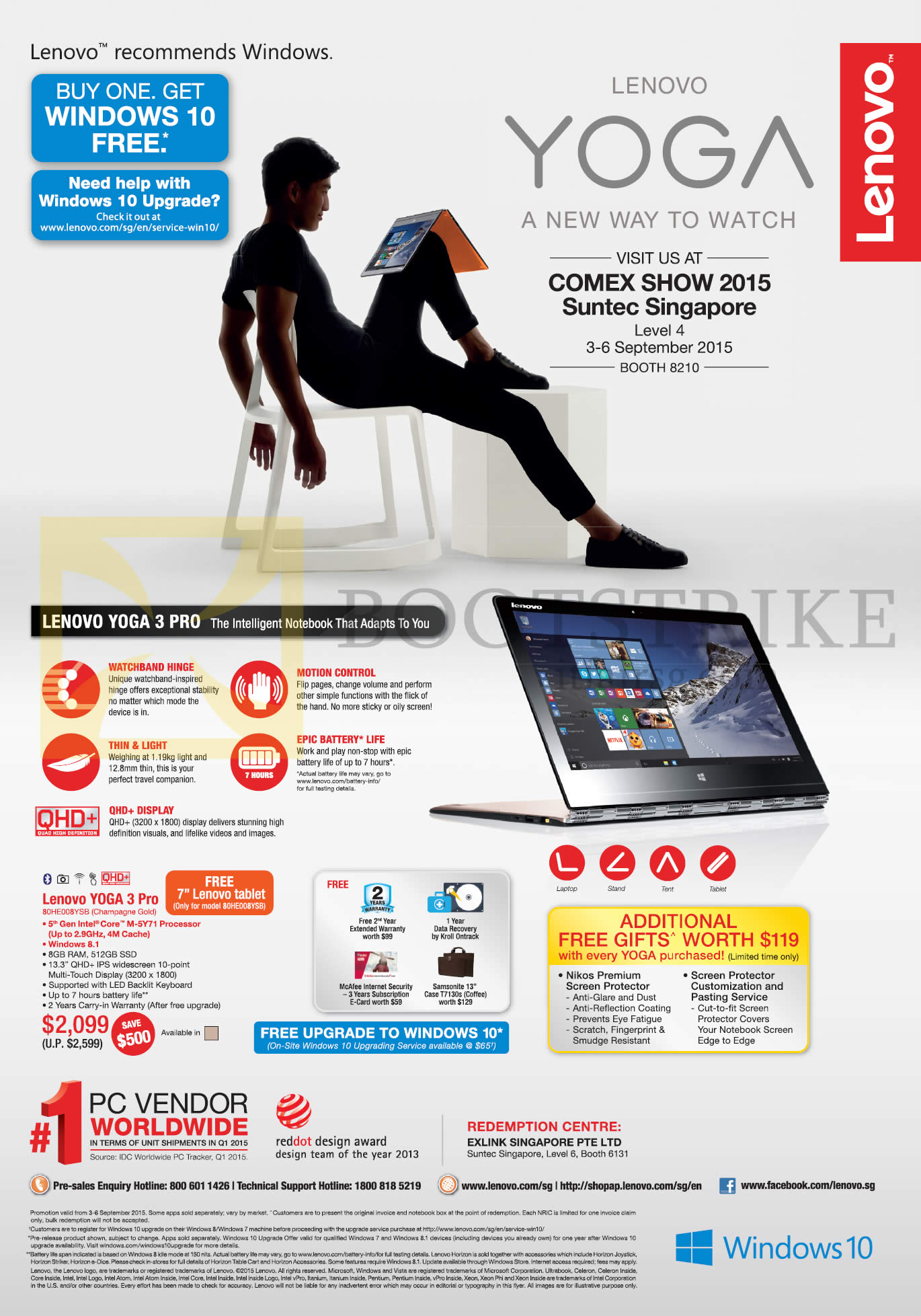 COMEX 2015 price list image brochure of Lenovo Notebook Yoga 3 Pro 80HE008YSB Champagne Gold
