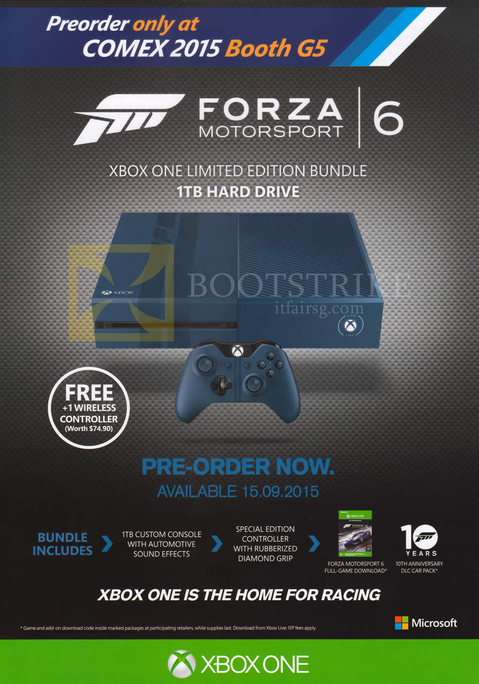 COMEX 2015 price list image brochure of Microsoft Xbox One, Forza Motorsport 6, Xbox One Limited Edition Bundle