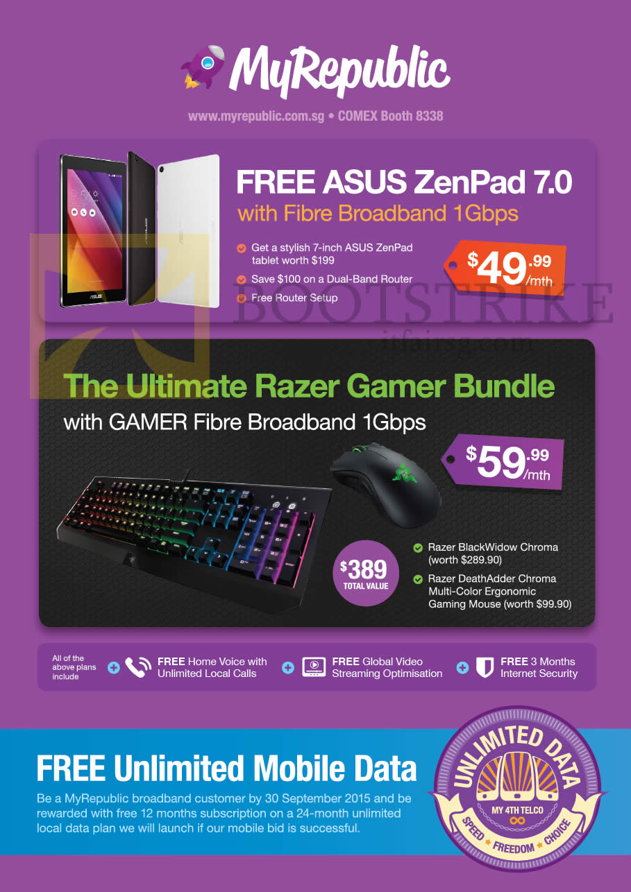 COMEX 2015 price list image brochure of MyRepublic Fibre Broadband 1Gbps 49.99 Free Asus Zenpad 7.0, Ultimate Razer Gamer Bundle, Free Unlimited Mobile Data