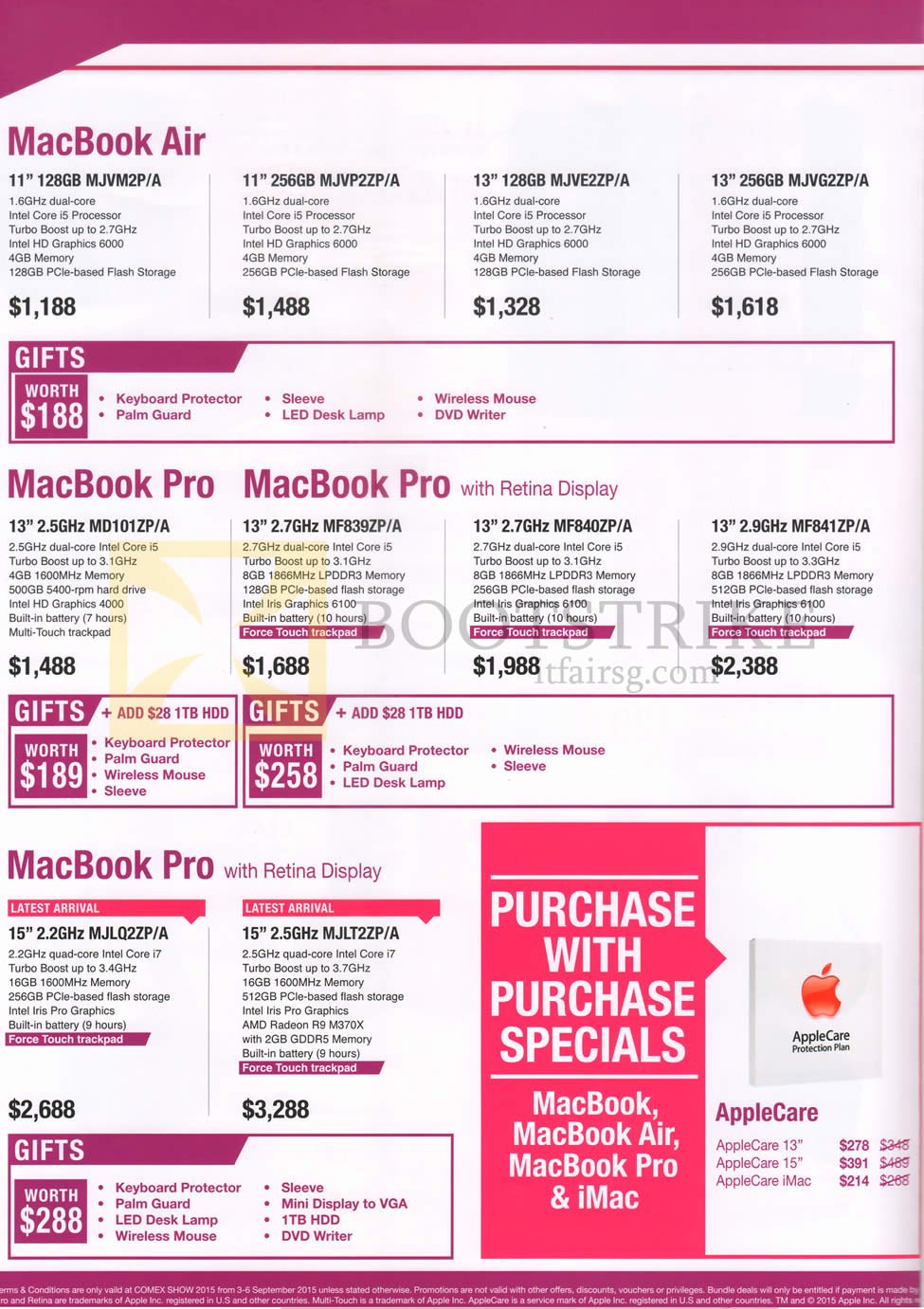 COMEX 2015 price list image brochure of Nubox Notebooks Apple MacBook Air MJVM2P, MJVP2ZP, MJVE2ZP, MJVG2ZP, MacBook Pro MO101ZP, MF839ZP, MF840ZP, MF841ZP, MJLQ2ZP, MJLT2ZP