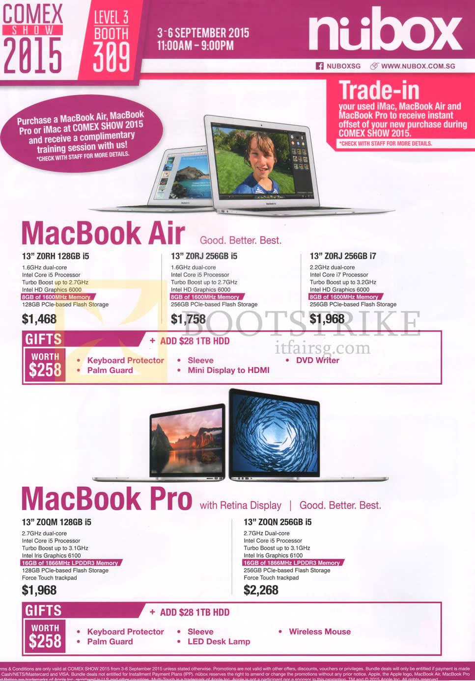 COMEX 2015 price list image brochure of Nubox Notebooks Apple MacBook Air, Z0RH, Z0RJ, MacBook Pro Z0QM, ZOQN
