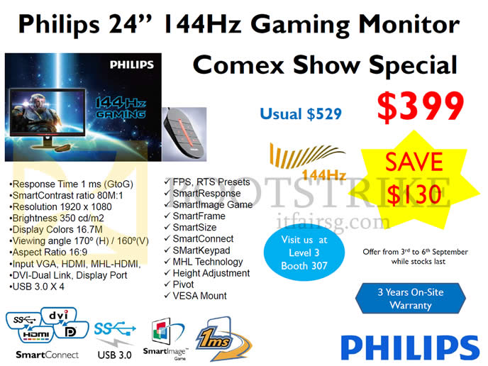 COMEX 2015 price list image brochure of Philips Monitor 144HZ