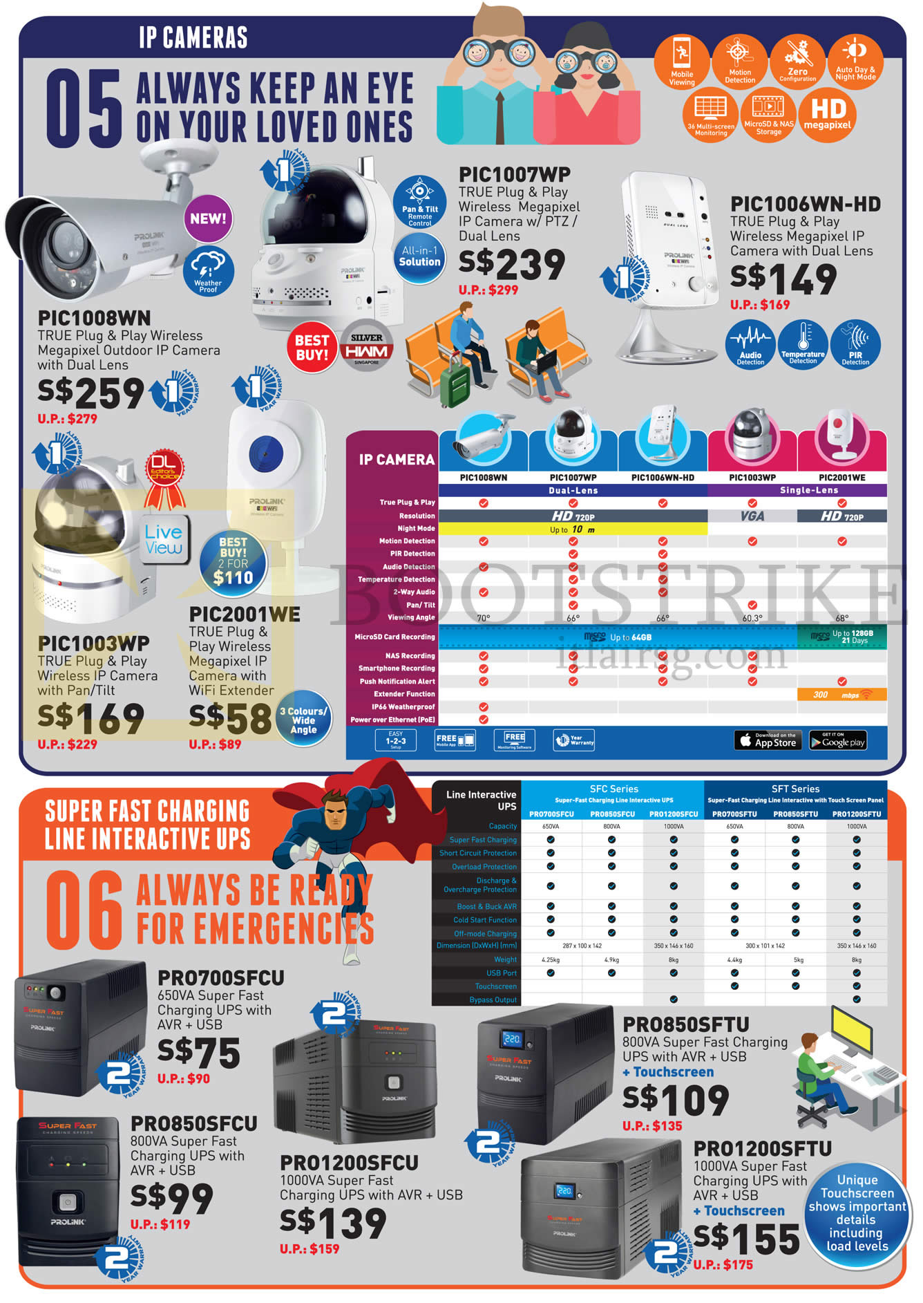 COMEX 2015 price list image brochure of Prolink IPCam IP Cameras, UPS, PIC1007WP, 1008WN, 1003WP, 2001WE, 1006WN-HD, PRO700SFCU, PRO850SFCU, PRO1200FCU, PRO850SFTU, PRO1200SFTU
