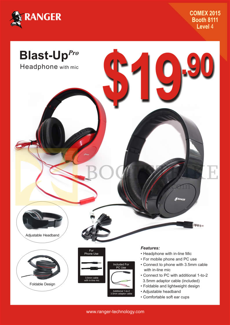 COMEX 2015 price list image brochure of Ranger Headphone Blast Up Pro
