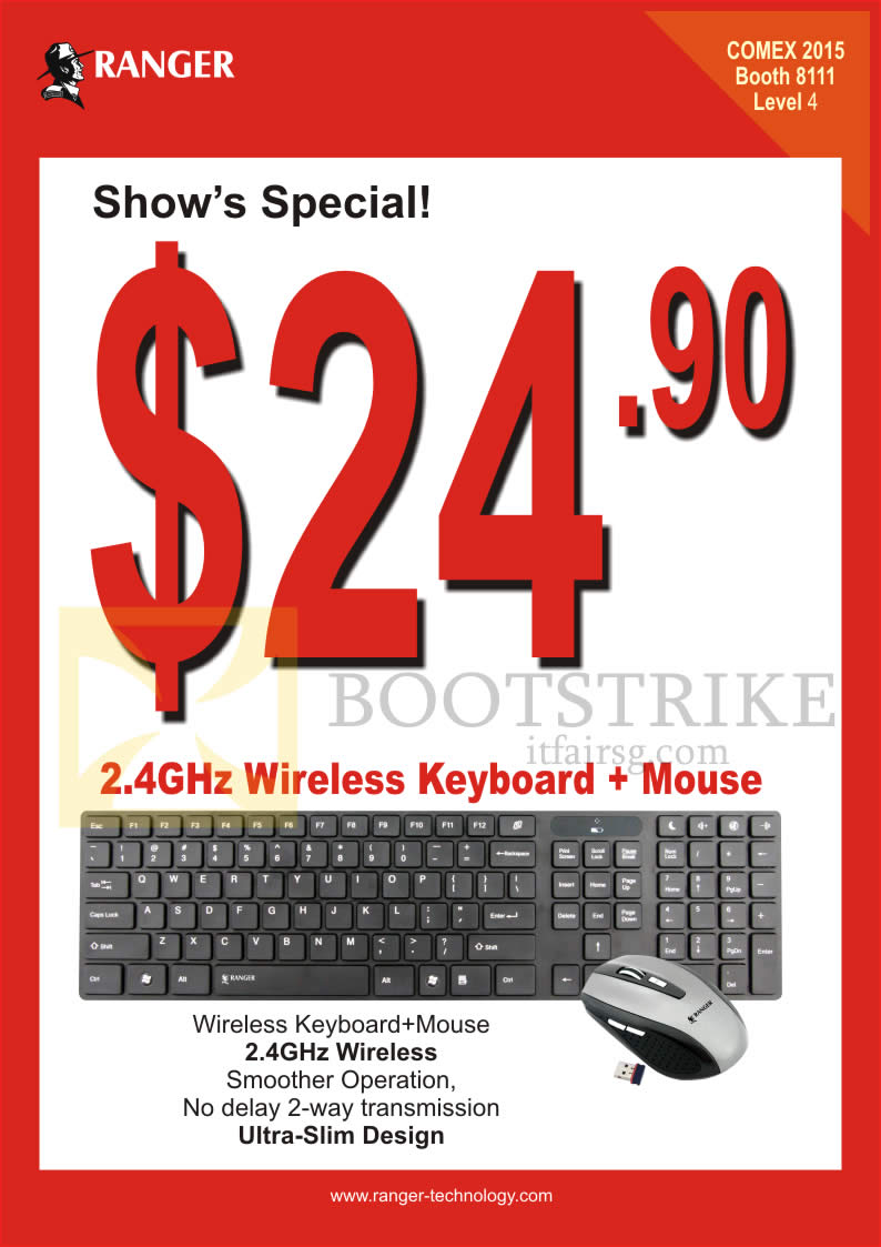 COMEX 2015 price list image brochure of Ranger Wireless Keyboard, Mouse KB 419