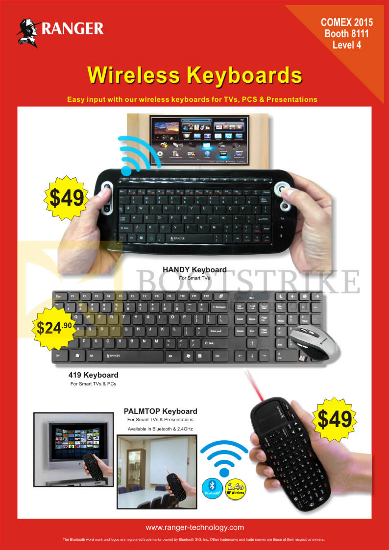 COMEX 2015 price list image brochure of Ranger Wireless Keyboards Handy, 419, Palmtop