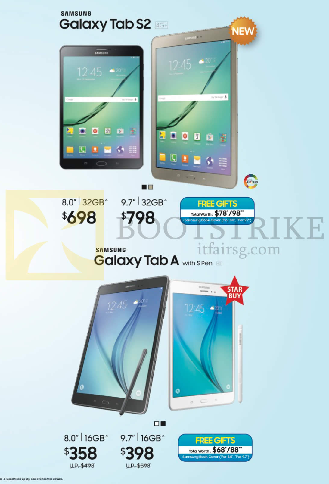 COMEX 2015 price list image brochure of Samsung Tablets, Galaxy Tab S2, Galaxy Tab A With S Pen
