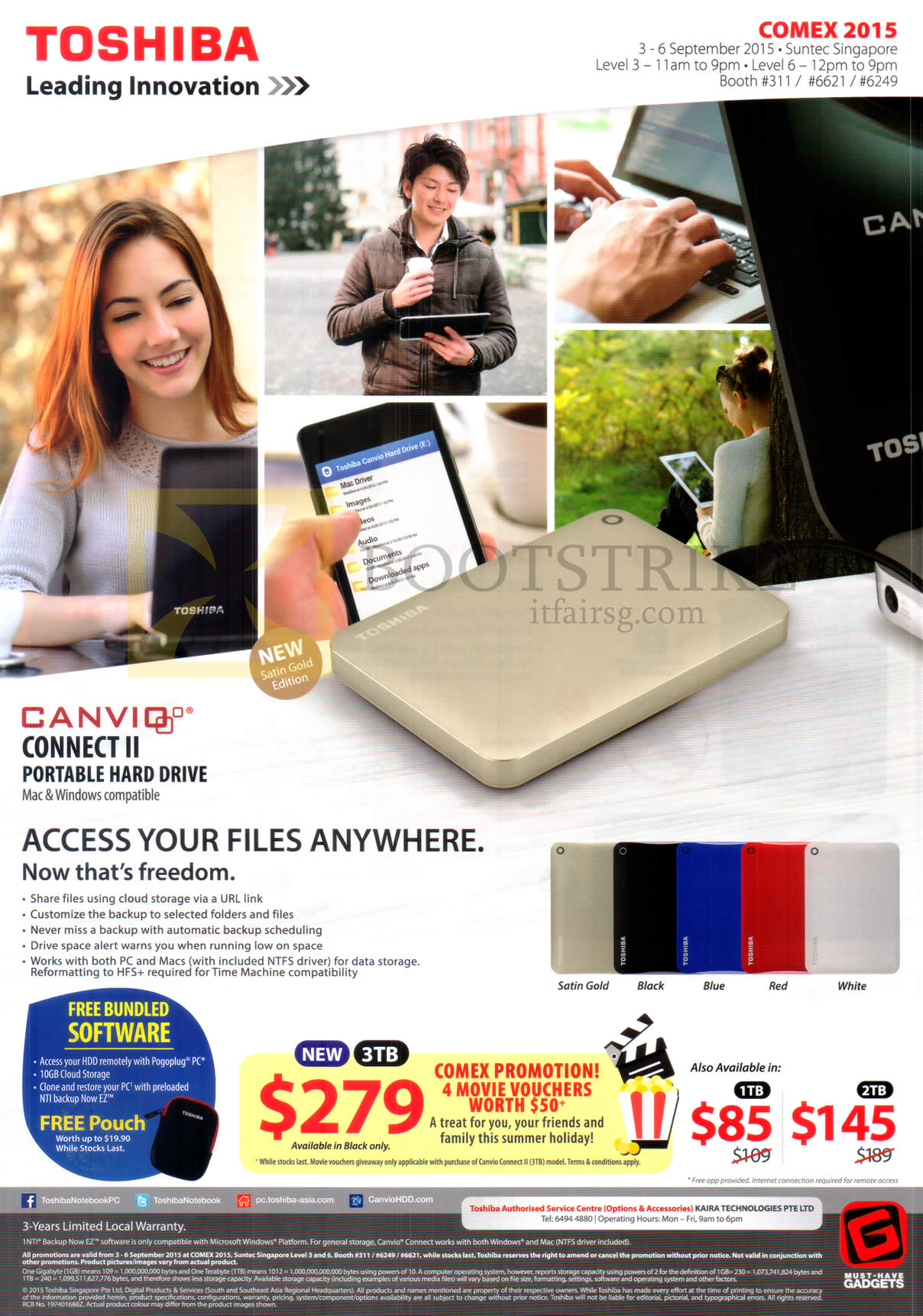 COMEX 2015 price list image brochure of Toshiba External Storage Drive Canvio Connect II, 1TB 2TB 3TB