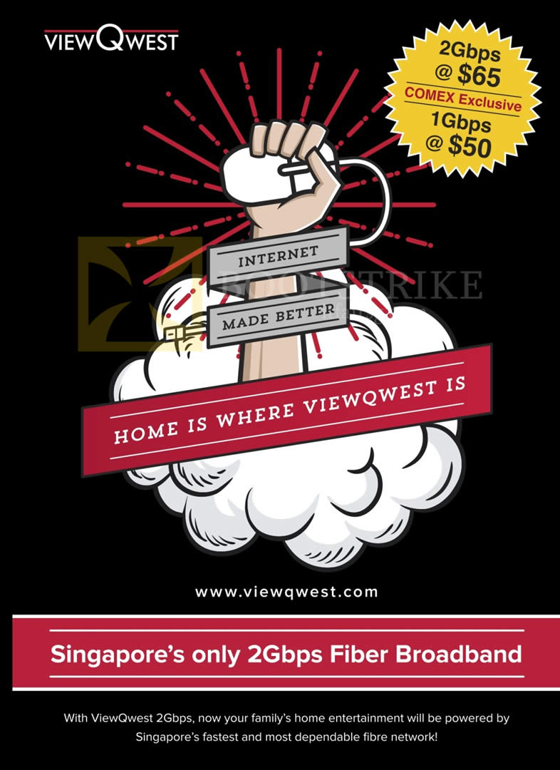 COMEX 2015 price list image brochure of Viewqwest Fibre Broadband 2Gbps 65.00, 1Gbps 50.00