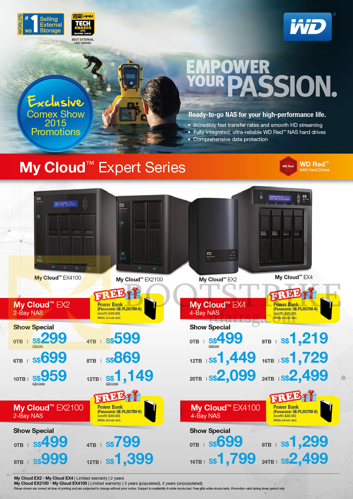 COMEX 2015 price list image brochure of Western Digital External NAS Storage My Cloud EX2 2 Bay, EX2100 2 Bay NAS, EX4 4 Bay NAS, EX4100 4 Bay NAS 0TB, 4TB, 6TB, 8TB, 10TB, 12TB, 16TB, 20TB, 24TB