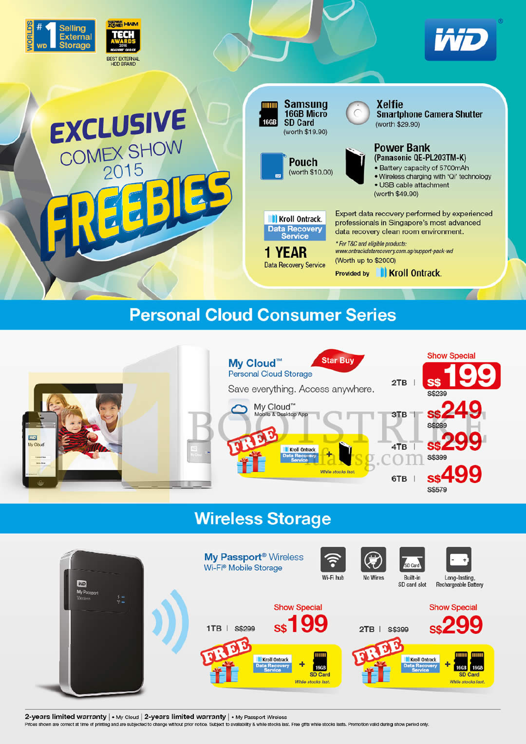 COMEX 2015 price list image brochure of Western Digital Storage My Cloud Personal Cloud 2TB, 3TB, 4TB, 6TB, My Passport Wireless Wi-Fi Mobile 1TB, 2TB, Free Gifts