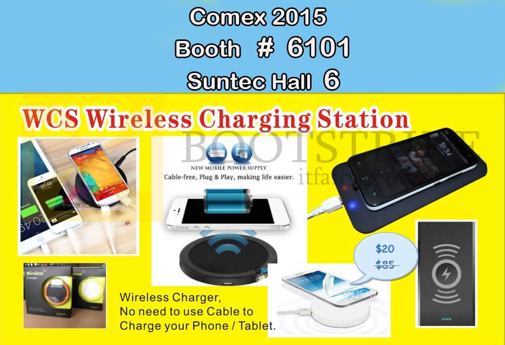 COMEX 2015 price list image brochure of Worldwide Computer Services WCS Wireless Charging Station