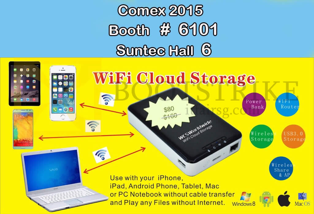COMEX 2015 price list image brochure of Worldwide Computer Services Wifi Cloud Storage