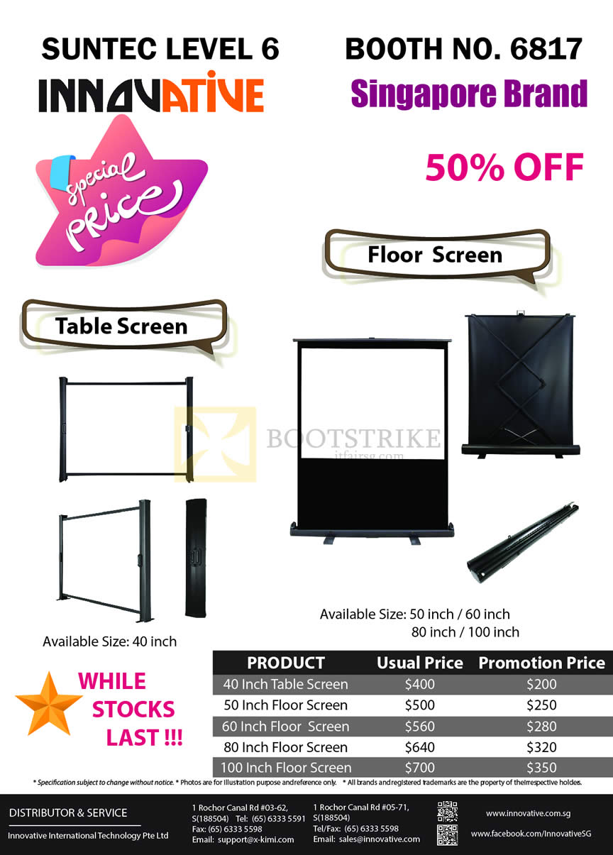 COMEX 2015 price list image brochure of X-Kimi Innovative Table, Floor Screen