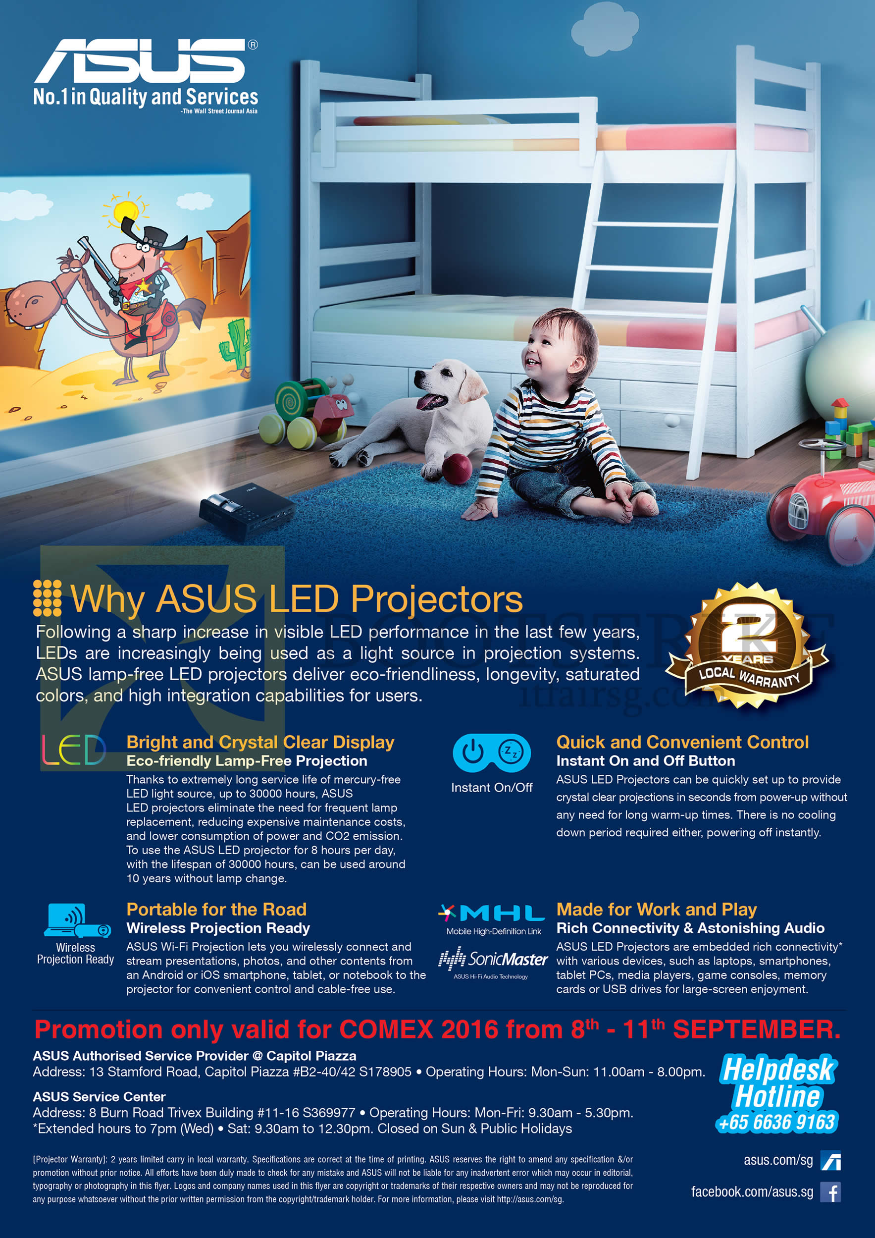 COMEX 2016 price list image brochure of ASUS Projector LED Features
