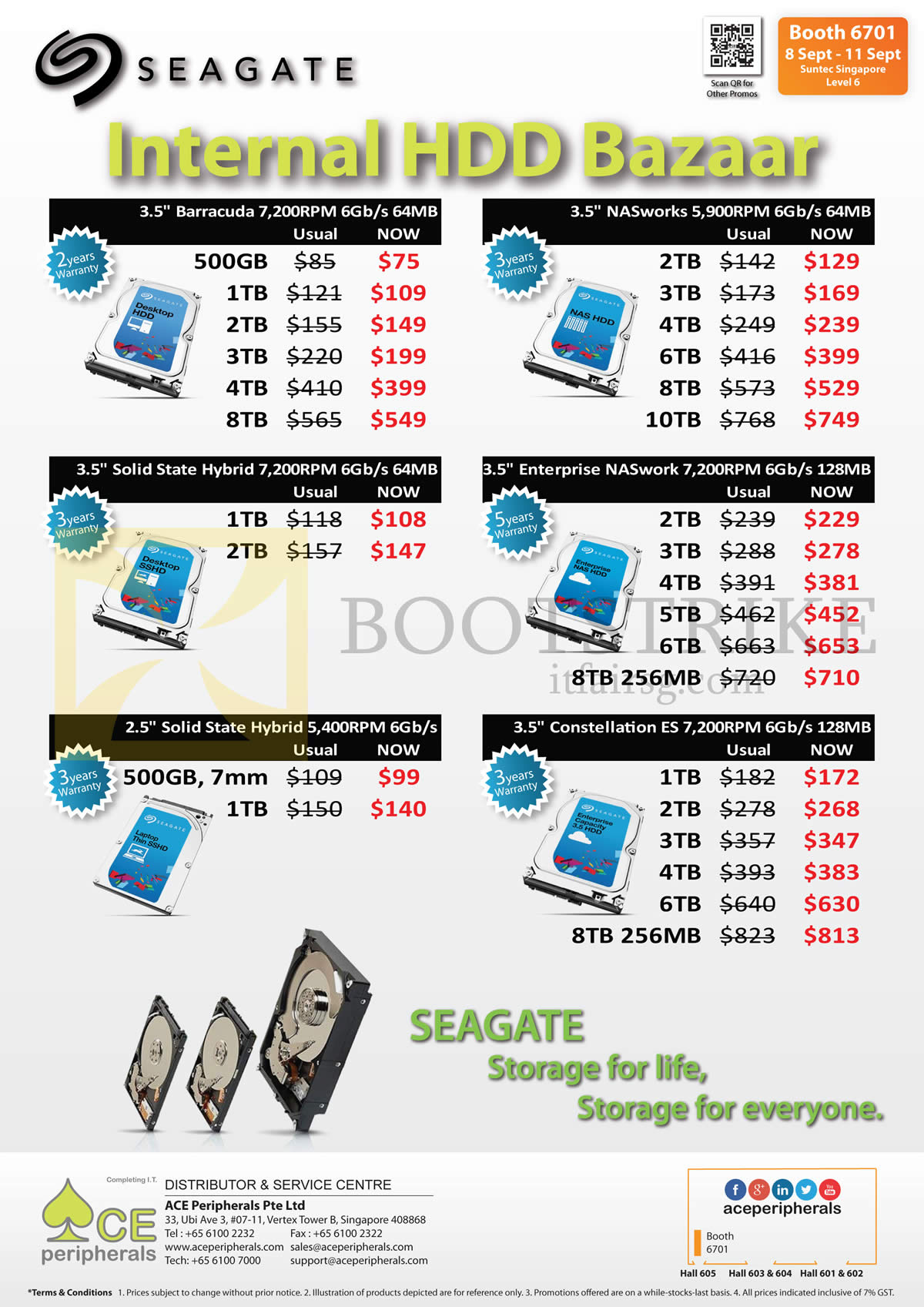 COMEX 2016 price list image brochure of Ace Peripherals Internal HDD Seagate Barracuda, NASworks, SSD 1TB, 2TB, 3TB, 4TB, 5TB, 6TB, 8TB