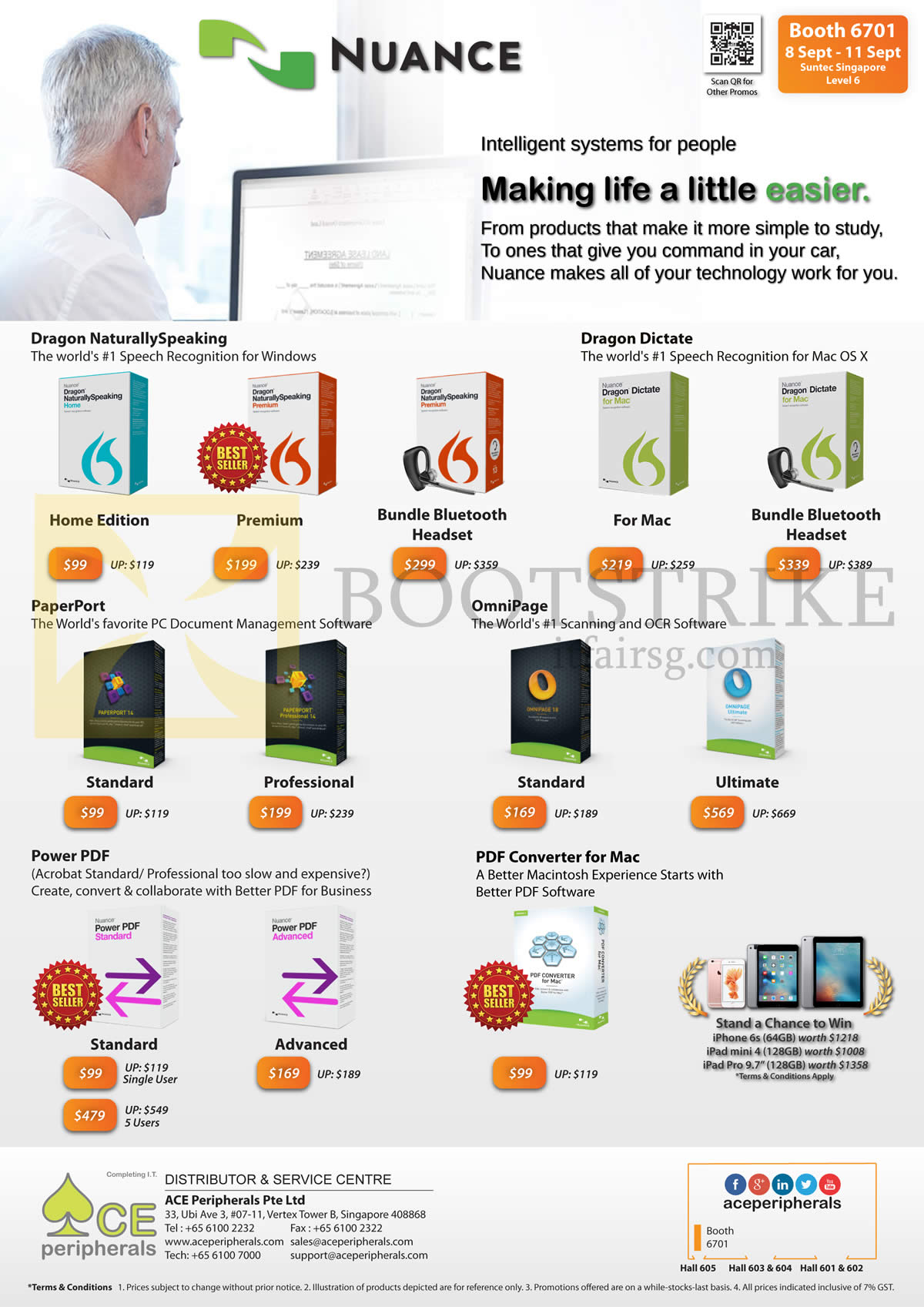 COMEX 2016 price list image brochure of Ace Peripherals Softwares Nuance Dragon Naturally Speaking, PaperPort, Power PDF, PDF Converter For Maxc, Omni Page, Dragon Dictate