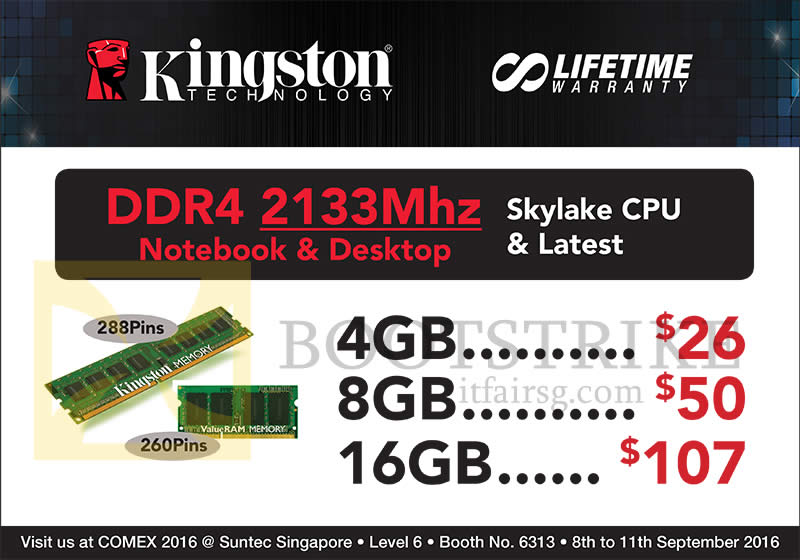 COMEX 2016 price list image brochure of Convergent Kingston DDR4 2133MHz 4GB, 8GB, 16GB