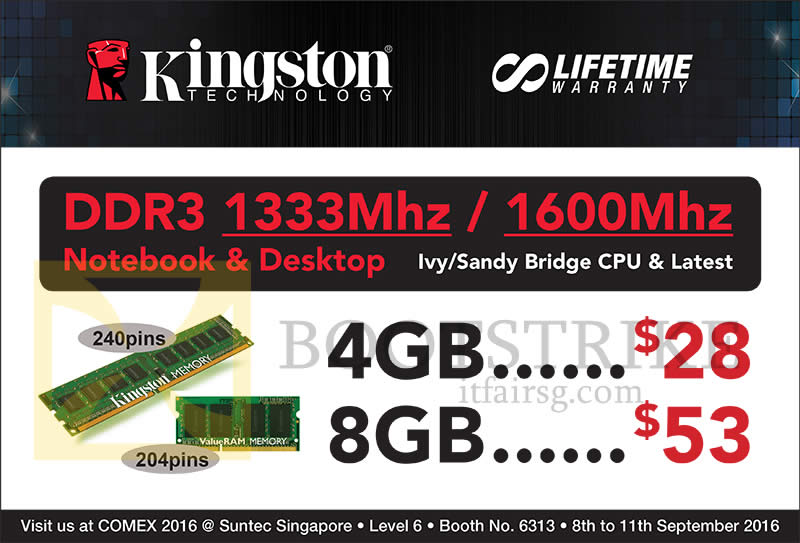 COMEX 2016 price list image brochure of Convergent Kingston RAM Memory DDR3 4GB, 8GB