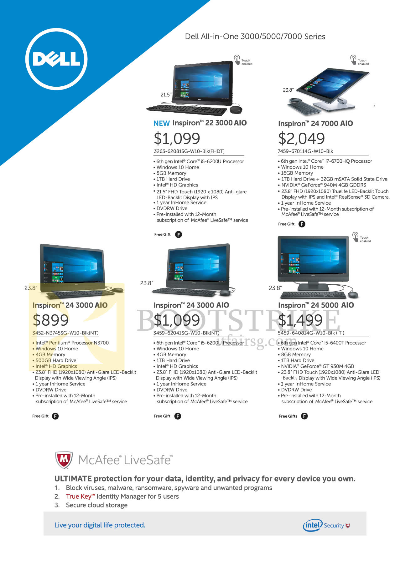COMEX 2016 price list image brochure of Dell AIO Desktop PCs Inspiron 22 3000, 24 7000, 24 3000, 24 5000 Series