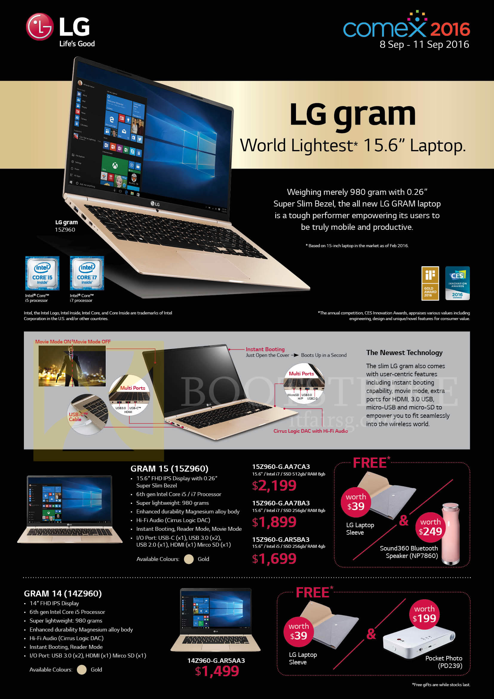 COMEX 2016 price list image brochure of LG Notebooks Gram 15Z960, 14Z960