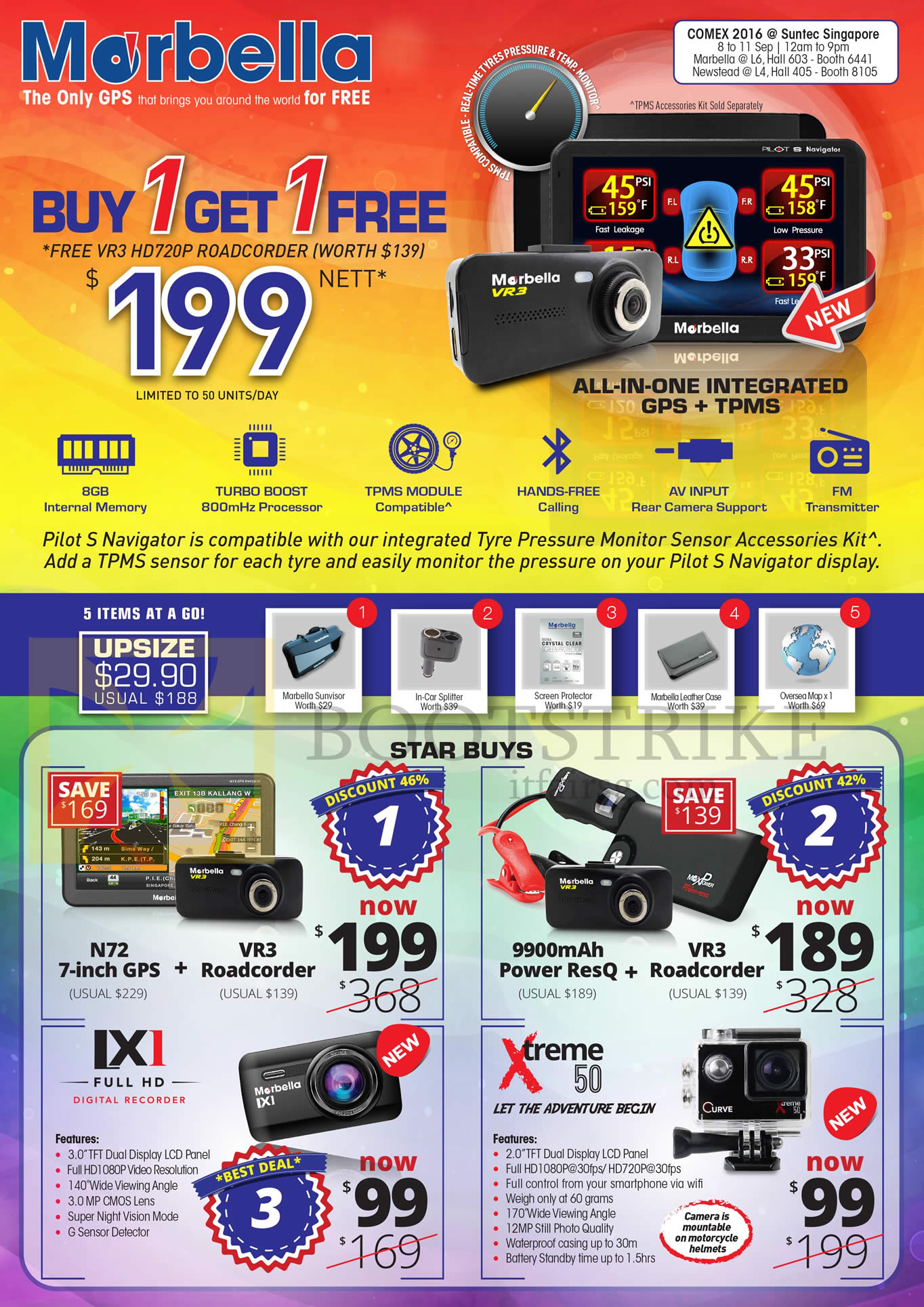 COMEX 2016 price list image brochure of Maka GPS Marbella Star Buys N72, VR3 HD720P, LX1, Xtreme 50