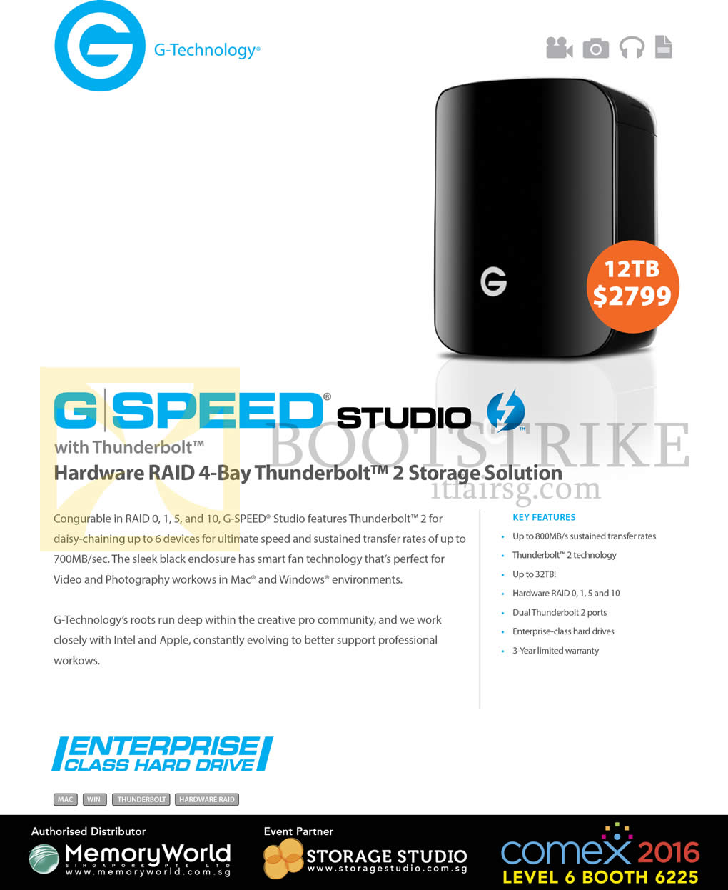 COMEX 2016 price list image brochure of Memory World G-Technology G Speed Studio Thunderbolt