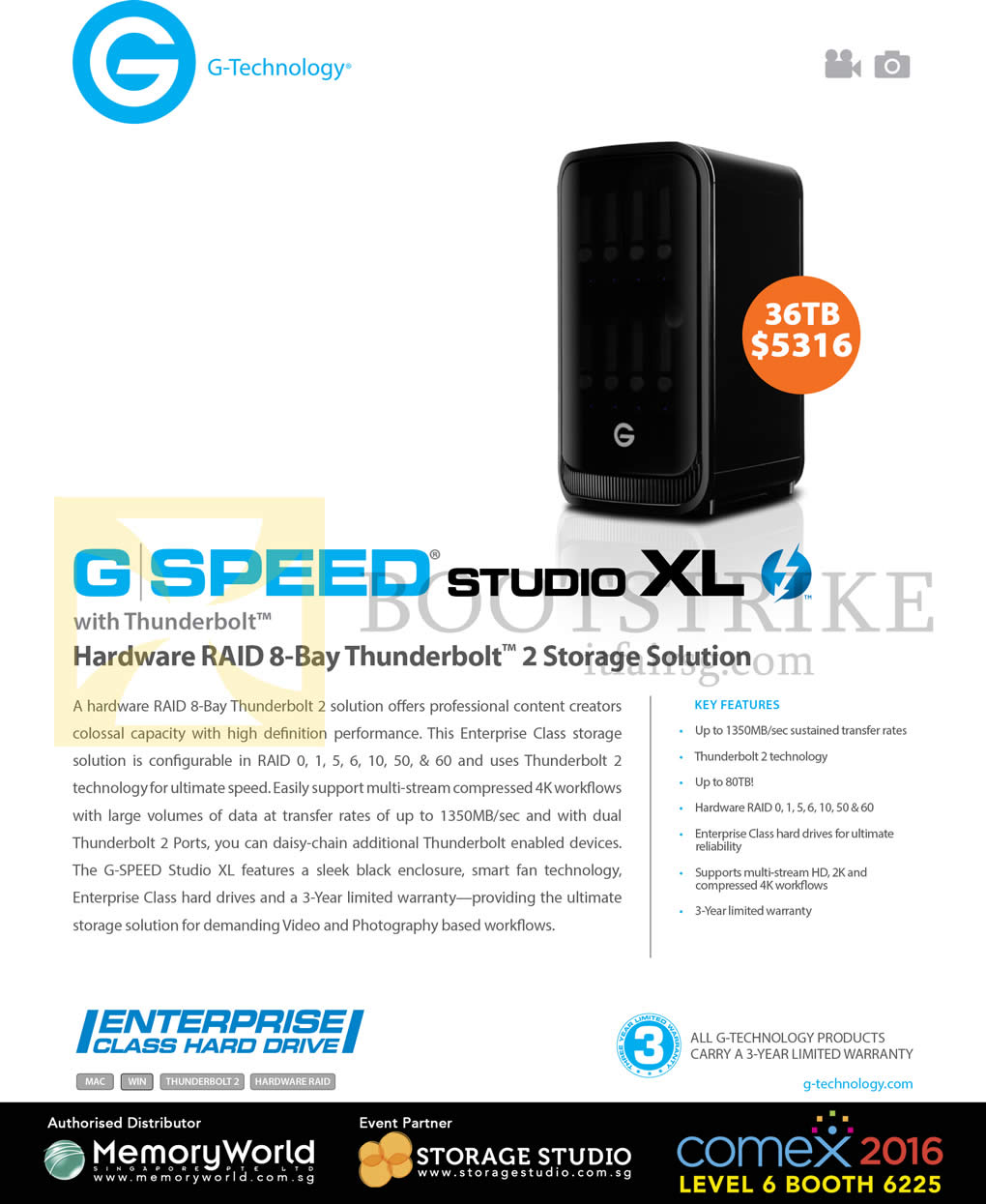 COMEX 2016 price list image brochure of Memory World G-Technology G Speed Studio XL Thunderbolt
