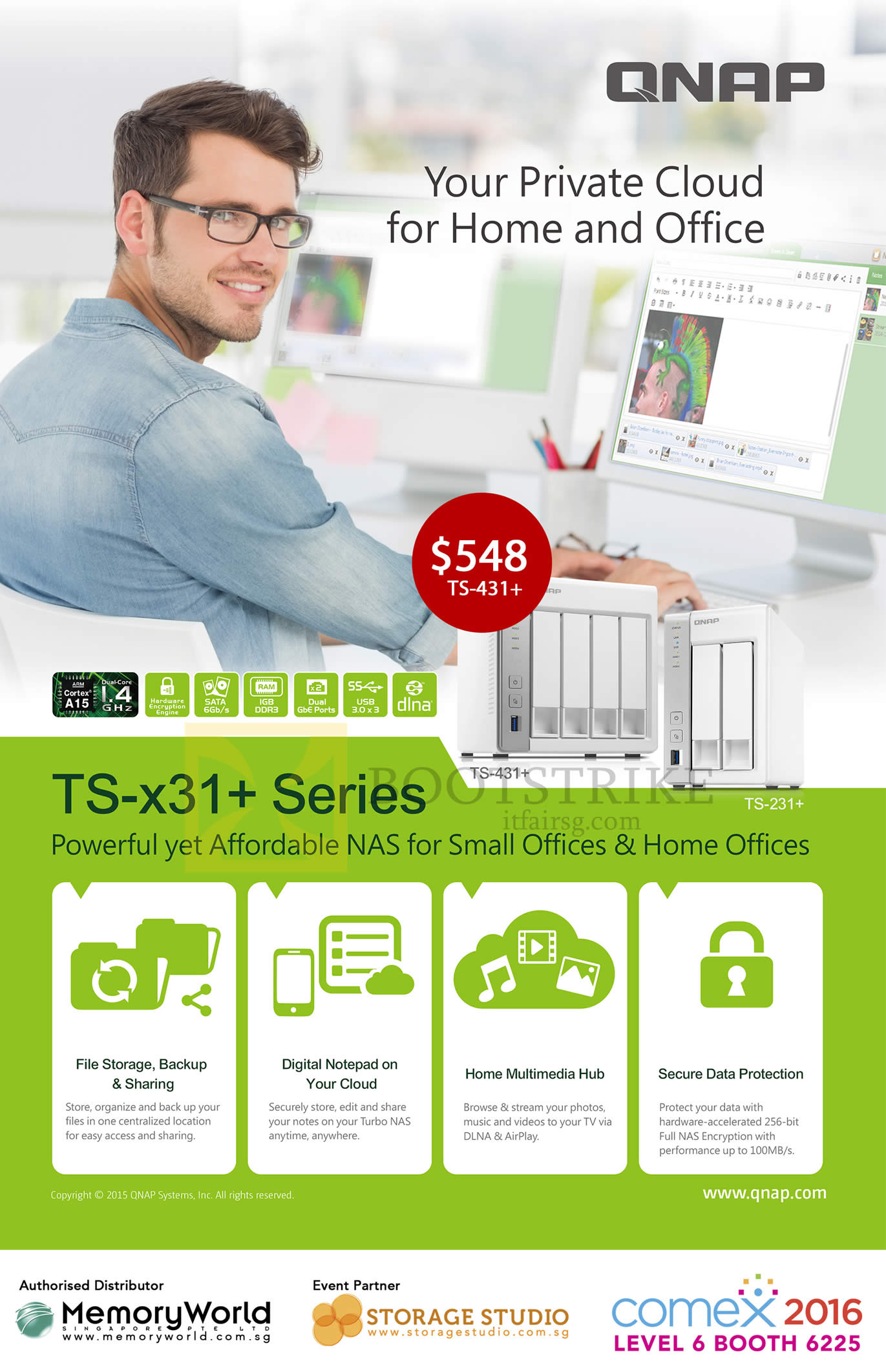 COMEX 2016 price list image brochure of Memory World QNAP NAS TS431 Plus Series