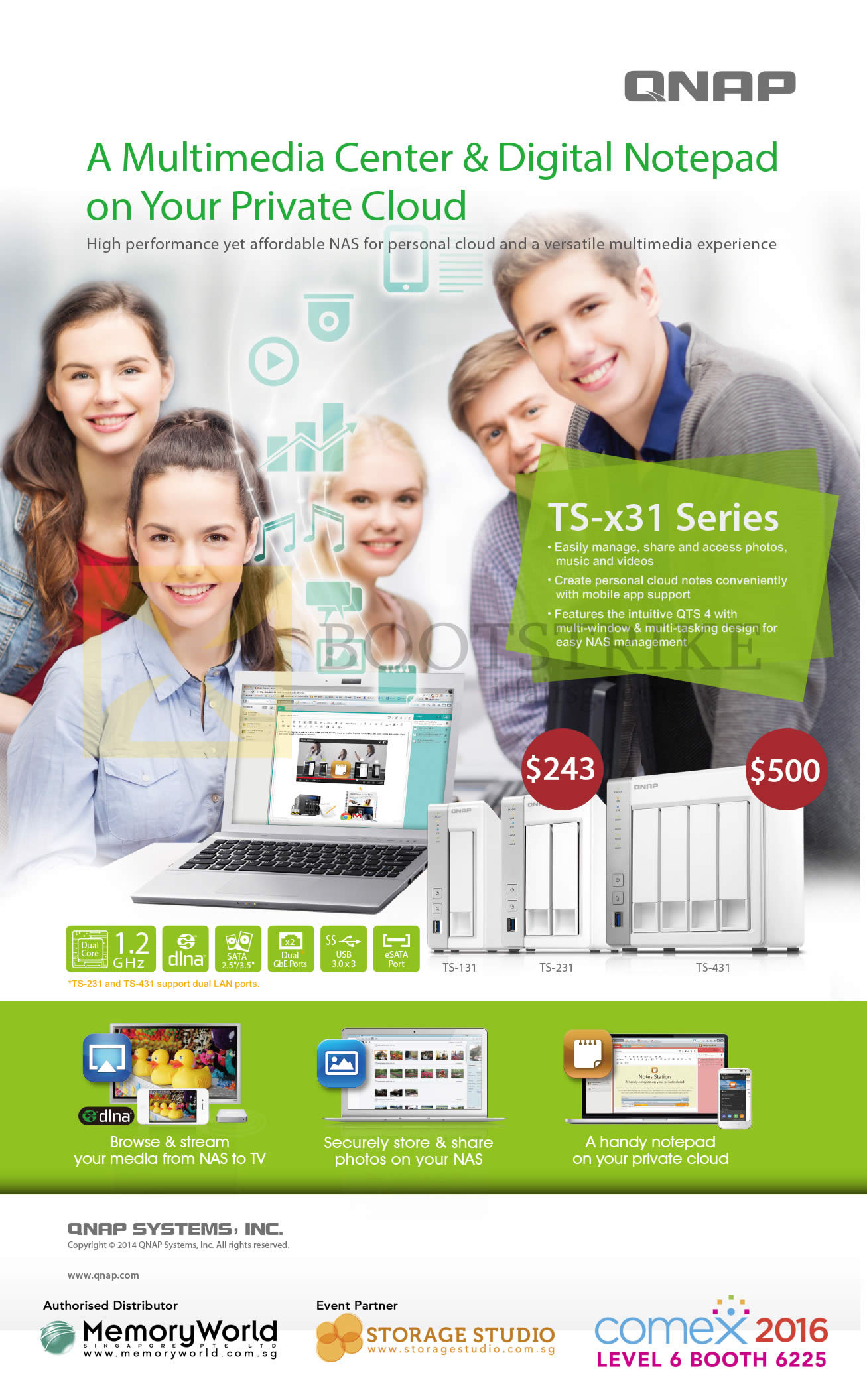 COMEX 2016 price list image brochure of Memory World Qnap NAS TS-x31 Series 131 231 431