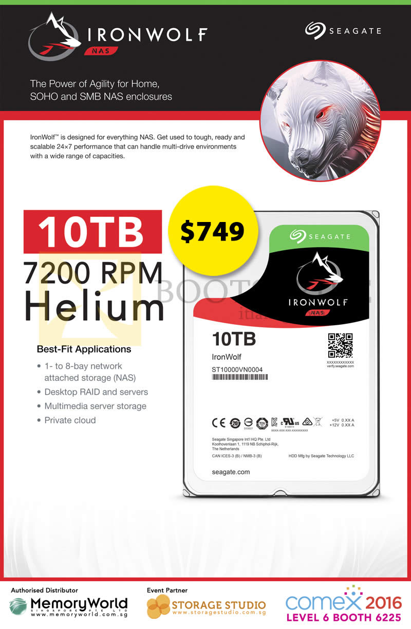 COMEX 2016 price list image brochure of Memory World Seagate NAS IronWolf 10TB 7200 RPM Helium