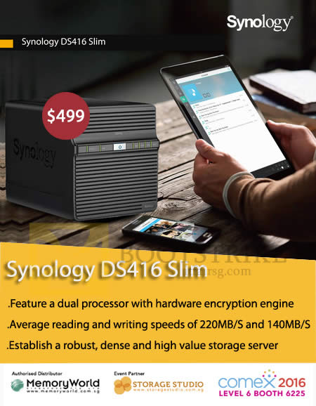 COMEX 2016 price list image brochure of Memory World Synology DS416Slim NAS