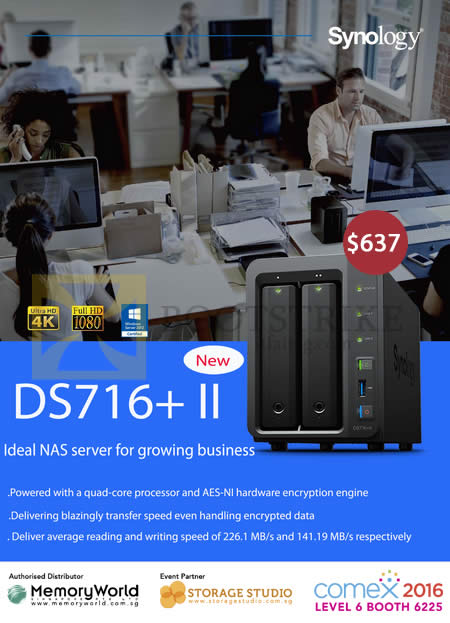 COMEX 2016 price list image brochure of Memory World Synology NAS 716Plus II